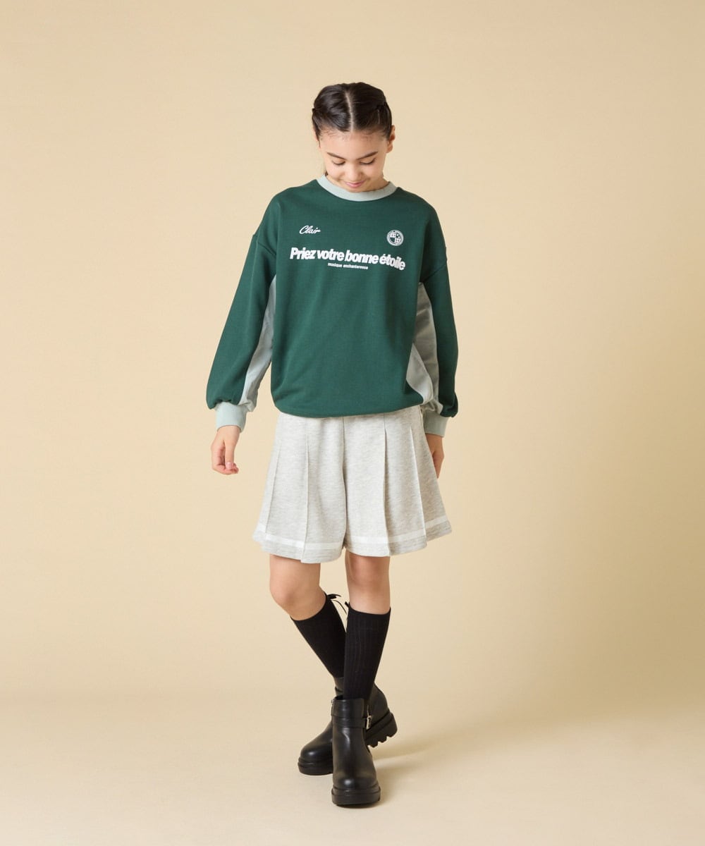 KJKLA42039 a.v.v KIDS(アー・ヴェ・ヴェ) [130-160]【切り替えバイカラー/スポーティ】配色切り替えロゴトレーナー グリーン