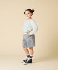 KJKLA46034 a.v.v KIDS(アー・ヴェ・ヴェ) [120-160]【通学にもオススメ/ケーブルニット×裏毛/編み上げリボン】ケーブルニットドッキングトレーナー グリーン