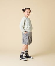 KJKLA46034 a.v.v KIDS(アー・ヴェ・ヴェ) [120-160]【通学にもオススメ/ケーブルニット×裏毛/編み上げリボン】ケーブルニットドッキングトレーナー グリーン