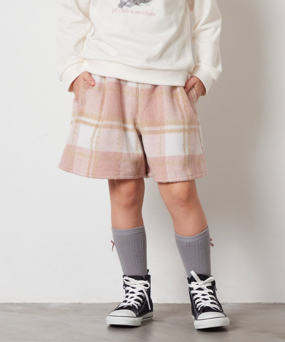 KJLAA04029 a.v.v KIDS(アー・ヴェ・ヴェ) [100-140]【ウエストゴム仕様】アソートキュロット ピンク(チェック)