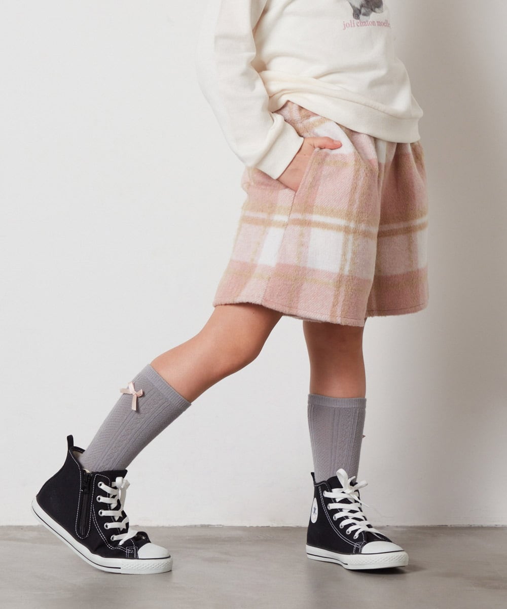 KJLAA04029 a.v.v KIDS(アー・ヴェ・ヴェ) [100-140]【ウエストゴム仕様】アソートキュロット ピンク(チェック)