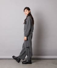 KJLAD01049 a.v.v KIDS(アー・ヴェ・ヴェ) [130-160]【裏起毛/ゆったりストレート/韓国コーデが叶う】サイドリボンスウェットパンツ ダークグレー