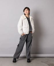KJLAD01049 a.v.v KIDS(アー・ヴェ・ヴェ) [130-160]【裏起毛/ゆったりストレート/韓国コーデが叶う】サイドリボンスウェットパンツ ダークグレー