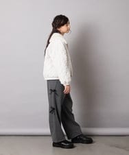 KJLAD01049 a.v.v KIDS(アー・ヴェ・ヴェ) [130-160]【裏起毛/ゆったりストレート/韓国コーデが叶う】サイドリボンスウェットパンツ ダークグレー