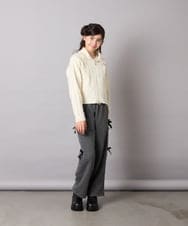 KJLAD01049 a.v.v KIDS(アー・ヴェ・ヴェ) [130-160]【裏起毛/ゆったりストレート/韓国コーデが叶う】サイドリボンスウェットパンツ ダークグレー