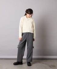 KJLAD01049 a.v.v KIDS(アー・ヴェ・ヴェ) [130-160]【裏起毛/ゆったりストレート/韓国コーデが叶う】サイドリボンスウェットパンツ ダークグレー