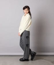 KJLAD01049 a.v.v KIDS(アー・ヴェ・ヴェ) [130-160]【裏起毛/ゆったりストレート/韓国コーデが叶う】サイドリボンスウェットパンツ ダークグレー