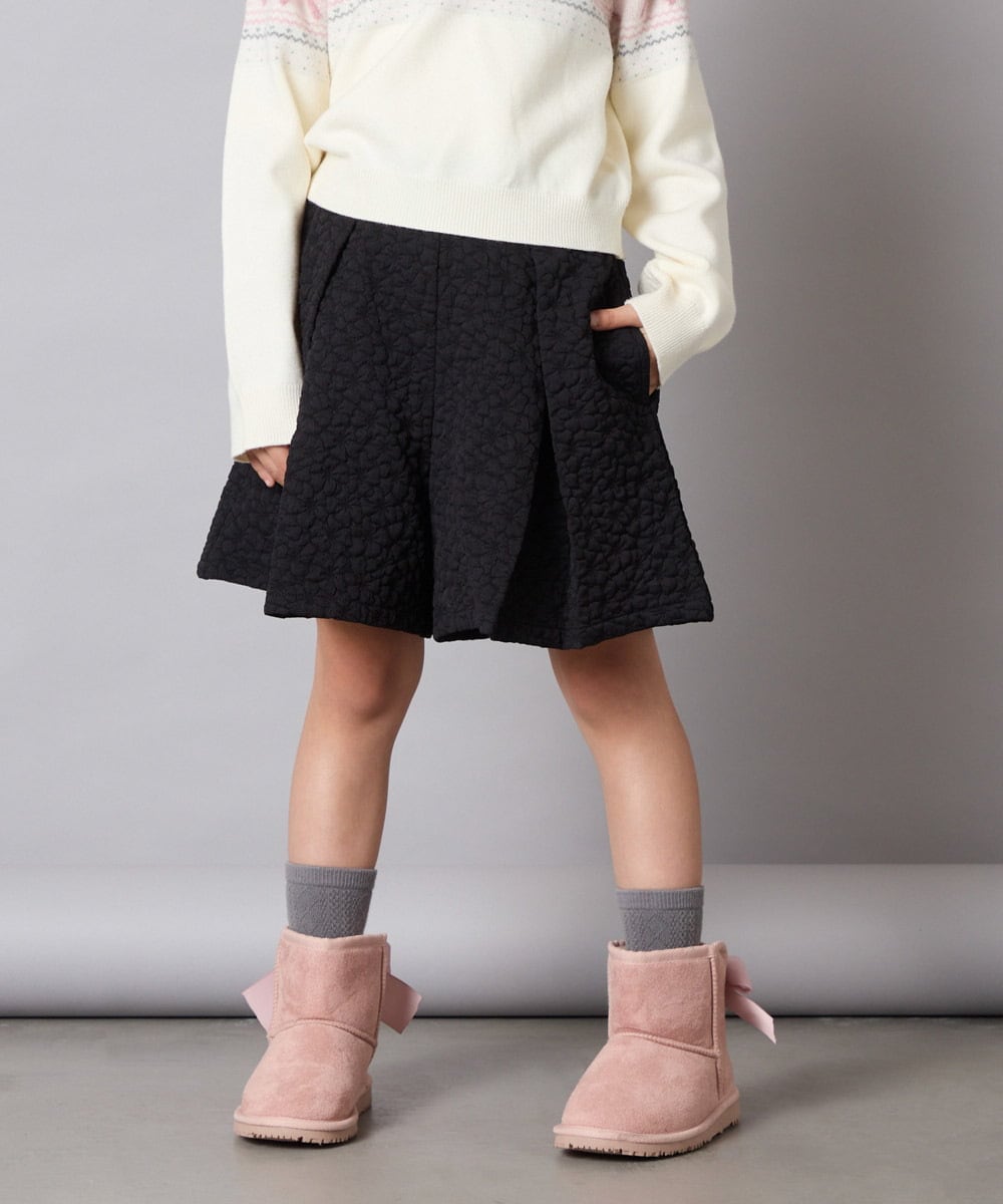 KJLAD03039 a.v.v KIDS(アー・ヴェ・ヴェ) [120-160]ふくれジャガードキュロット ブラック