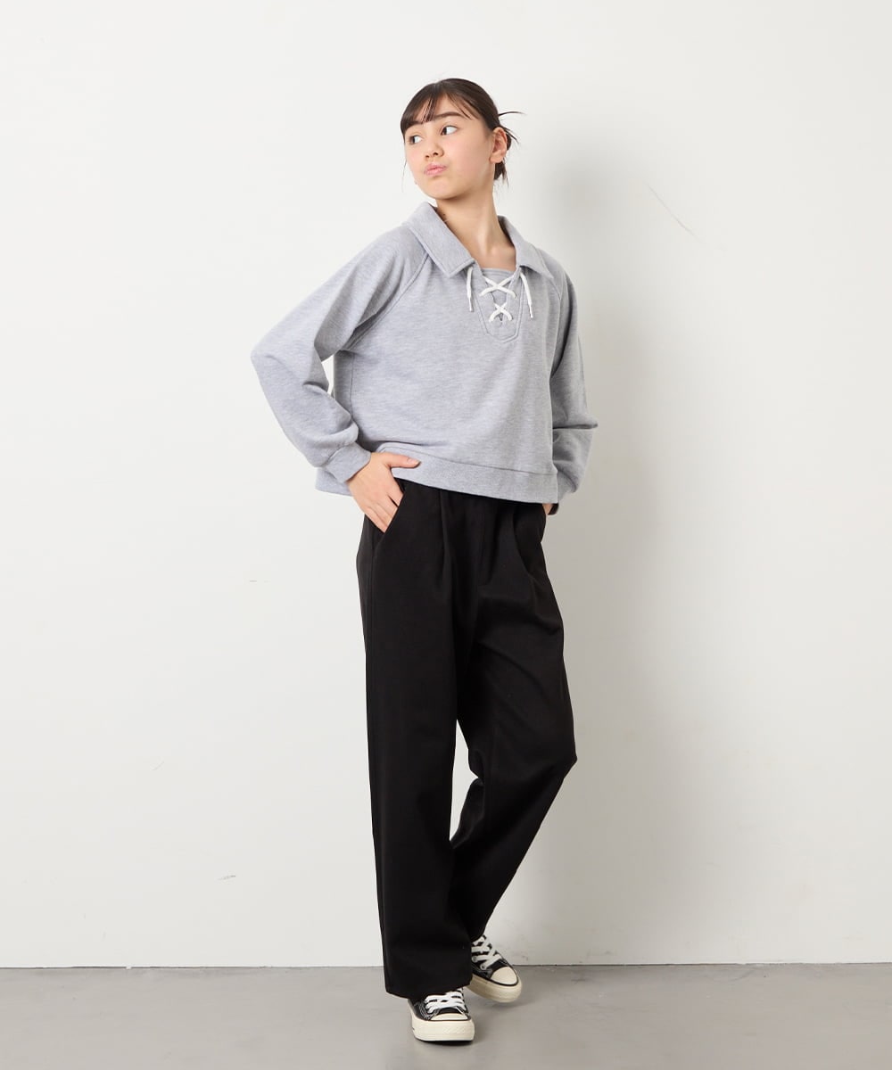 KJLAD04044 a.v.v KIDS(アー・ヴェ・ヴェ) [130-160]【裏起毛】ジャージストレートパンツ ブラック