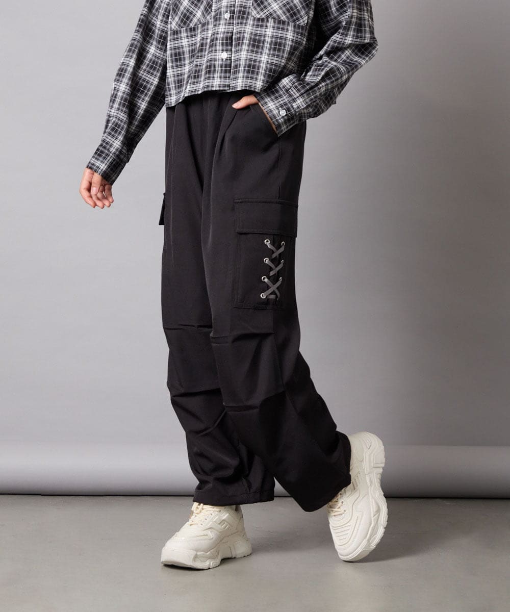 KJLAD37049 a.v.v KIDS(アー・ヴェ・ヴェ) 【大人気！/追加生産/裾が絞れる】[130-160]サイドレースアップカーゴパンツ ライトブルー