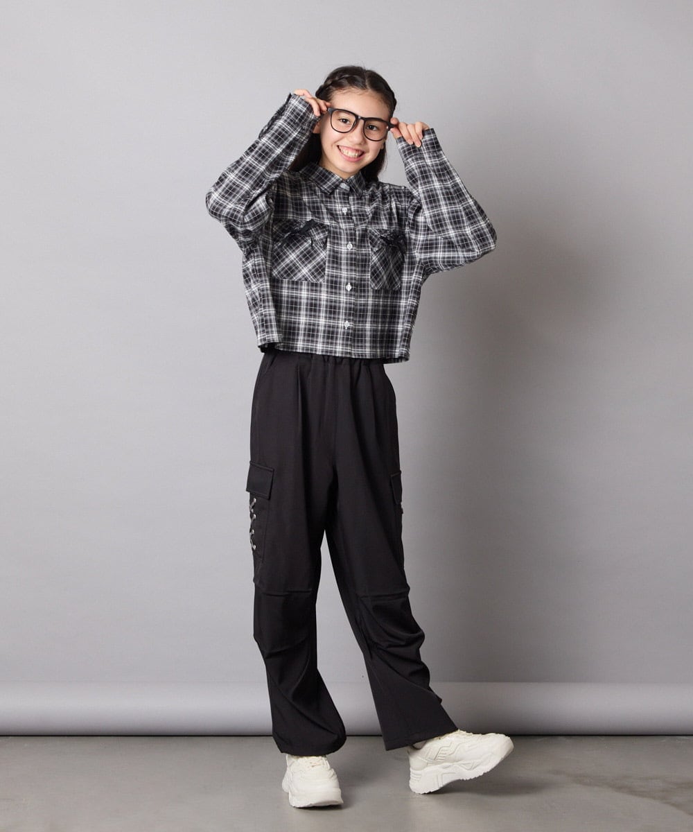 KJLAD37049 a.v.v KIDS(アー・ヴェ・ヴェ) 【大人気！/追加生産/裾が絞れる】[130-160]サイドレースアップカーゴパンツ ライトブルー