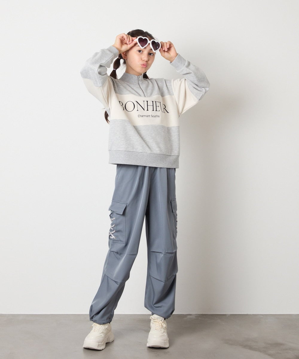 KJLAD37049 a.v.v KIDS(アー・ヴェ・ヴェ) 【大人気！/追加生産/裾が絞れる】[130-160]サイドレースアップカーゴパンツ ライトブルー
