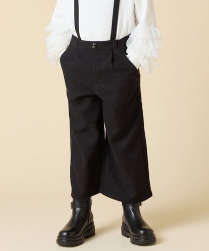 KJLAD40039 a.v.v KIDS [120-160]【人気の定番パンツ/通学にもオススメ/後ろゴムで楽ちん/取り外し可能サスペンダー】サス付きワイドパンツ