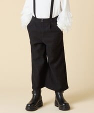 KJLAD40039 a.v.v KIDS(アー・ヴェ・ヴェ) [120-160]【人気の定番パンツ/通学にもオススメ/後ろゴムで楽ちん/取り外し可能サスペンダー】サス付きワイドパンツ ブラック