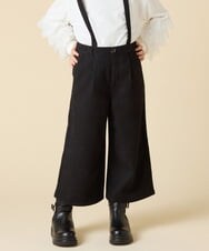 KJLAD40039 a.v.v KIDS(アー・ヴェ・ヴェ) [120-160]【人気の定番パンツ/通学にもオススメ/後ろゴムで楽ちん/取り外し可能サスペンダー】サス付きワイドパンツ ブラック