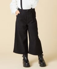 KJLAD40039 a.v.v KIDS(アー・ヴェ・ヴェ) [120-160]【人気の定番パンツ/通学にもオススメ/後ろゴムで楽ちん/取り外し可能サスペンダー】サス付きワイドパンツ ブラック
