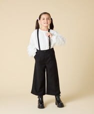 KJLAD40039 a.v.v KIDS(アー・ヴェ・ヴェ) [120-160]【人気の定番パンツ/通学にもオススメ/後ろゴムで楽ちん/取り外し可能サスペンダー】サス付きワイドパンツ ブラック