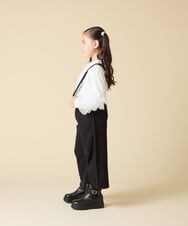 KJLAD40039 a.v.v KIDS(アー・ヴェ・ヴェ) [120-160]【人気の定番パンツ/通学にもオススメ/後ろゴムで楽ちん/取り外し可能サスペンダー】サス付きワイドパンツ ブラック