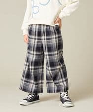 KJLAD41039 a.v.v KIDS(アー・ヴェ・ヴェ) [120-160]【定番人気！/取り外し可能サスペンダー/後ろゴムで楽ちん】サス付きチェックワイドパンツ ネイビー