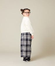 KJLAD41039 a.v.v KIDS(アー・ヴェ・ヴェ) [120-160]【定番人気！/取り外し可能サスペンダー/後ろゴムで楽ちん】サス付きチェックワイドパンツ ネイビー