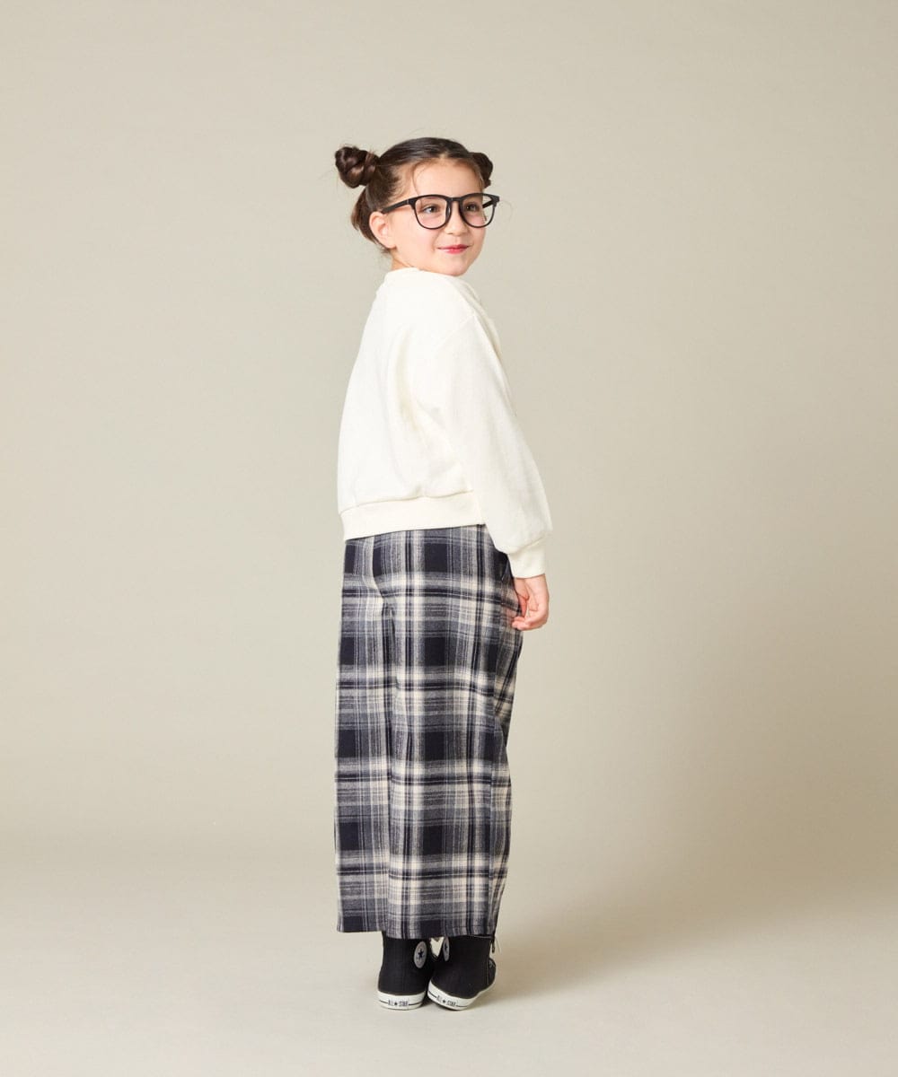 KJLAD41039 a.v.v KIDS(アー・ヴェ・ヴェ) [120-160]【定番人気！/取り外し可能サスペンダー/後ろゴムで楽ちん】サス付きチェックワイドパンツ ネイビー