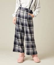 KJLAD41039 a.v.v KIDS(アー・ヴェ・ヴェ) [120-160]【定番人気！/取り外し可能サスペンダー/後ろゴムで楽ちん】サス付きチェックワイドパンツ ネイビー