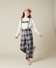 KJLAD41039 a.v.v KIDS(アー・ヴェ・ヴェ) [120-160]【定番人気！/取り外し可能サスペンダー/後ろゴムで楽ちん】サス付きチェックワイドパンツ ネイビー