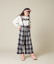 KJLAD41039 a.v.v KIDS(アー・ヴェ・ヴェ) [120-160]【定番人気！/取り外し可能サスペンダー/後ろゴムで楽ちん】サス付きチェックワイドパンツ ネイビー