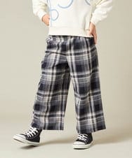 KJLAD41039 a.v.v KIDS(アー・ヴェ・ヴェ) [120-160]【定番人気！/取り外し可能サスペンダー/後ろゴムで楽ちん】サス付きチェックワイドパンツ ネイビー