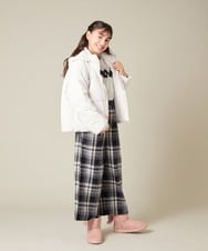 KJLAD41039 a.v.v KIDS(アー・ヴェ・ヴェ) [120-160]【定番人気！/取り外し可能サスペンダー/後ろゴムで楽ちん】サス付きチェックワイドパンツ ネイビー