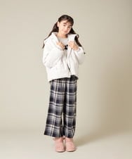 KJLAD41039 a.v.v KIDS(アー・ヴェ・ヴェ) [120-160]【定番人気！/取り外し可能サスペンダー/後ろゴムで楽ちん】サス付きチェックワイドパンツ ネイビー