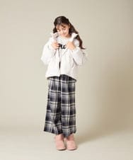 KJLAD41039 a.v.v KIDS(アー・ヴェ・ヴェ) [120-160]【定番人気！/取り外し可能サスペンダー/後ろゴムで楽ちん】サス付きチェックワイドパンツ ネイビー