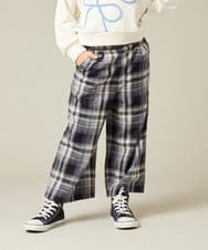 KJLAD41039 a.v.v KIDS(アー・ヴェ・ヴェ) [120-160]【定番人気！/取り外し可能サスペンダー/後ろゴムで楽ちん】サス付きチェックワイドパンツ ネイビー