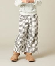 KJLAD41039 a.v.v KIDS(アー・ヴェ・ヴェ) [120-160]【定番人気！/取り外し可能サスペンダー/後ろゴムで楽ちん】サス付きチェックワイドパンツ ネイビー
