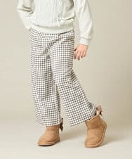 KJLAD41039 a.v.v KIDS(アー・ヴェ・ヴェ) [120-160]【定番人気！/取り外し可能サスペンダー/後ろゴムで楽ちん】サス付きチェックワイドパンツ ネイビー
