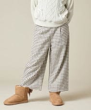 KJLAD41039 a.v.v KIDS(アー・ヴェ・ヴェ) [120-160]【定番人気！/取り外し可能サスペンダー/後ろゴムで楽ちん】サス付きチェックワイドパンツ ネイビー