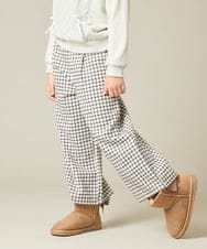KJLAD41039 a.v.v KIDS(アー・ヴェ・ヴェ) [120-160]【定番人気！/取り外し可能サスペンダー/後ろゴムで楽ちん】サス付きチェックワイドパンツ ネイビー