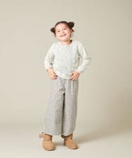 KJLAD41039 a.v.v KIDS(アー・ヴェ・ヴェ) [120-160]【定番人気！/取り外し可能サスペンダー/後ろゴムで楽ちん】サス付きチェックワイドパンツ ネイビー