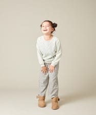 KJLAD41039 a.v.v KIDS(アー・ヴェ・ヴェ) [120-160]【定番人気！/取り外し可能サスペンダー/後ろゴムで楽ちん】サス付きチェックワイドパンツ ネイビー