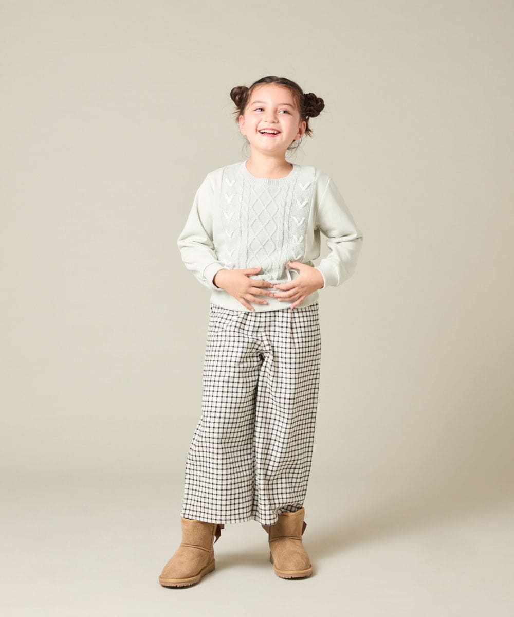 KJLAD41039 a.v.v KIDS(アー・ヴェ・ヴェ) [120-160]【定番人気！/取り外し可能サスペンダー/後ろゴムで楽ちん】サス付きチェックワイドパンツ ネイビー