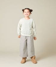 KJLAD41039 a.v.v KIDS(アー・ヴェ・ヴェ) [120-160]【定番人気！/取り外し可能サスペンダー/後ろゴムで楽ちん】サス付きチェックワイドパンツ ネイビー