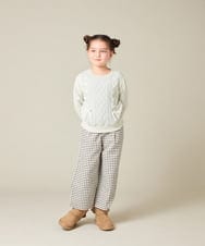 KJLAD41039 a.v.v KIDS(アー・ヴェ・ヴェ) [120-160]【定番人気！/取り外し可能サスペンダー/後ろゴムで楽ちん】サス付きチェックワイドパンツ ネイビー