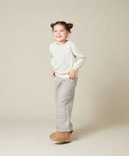 KJLAD41039 a.v.v KIDS(アー・ヴェ・ヴェ) [120-160]【定番人気！/取り外し可能サスペンダー/後ろゴムで楽ちん】サス付きチェックワイドパンツ ネイビー