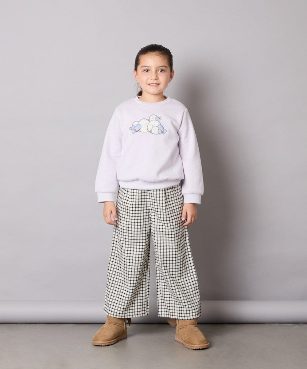 KJLAD41039 a.v.v KIDS(アー・ヴェ・ヴェ) [120-160]【定番人気！/取り外し可能サスペンダー/後ろゴムで楽ちん】サス付きチェックワイドパンツ ネイビー