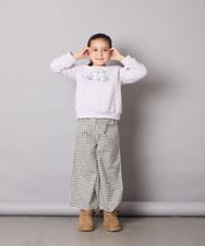 KJLAD41039 a.v.v KIDS(アー・ヴェ・ヴェ) [120-160]【定番人気！/取り外し可能サスペンダー/後ろゴムで楽ちん】サス付きチェックワイドパンツ ネイビー