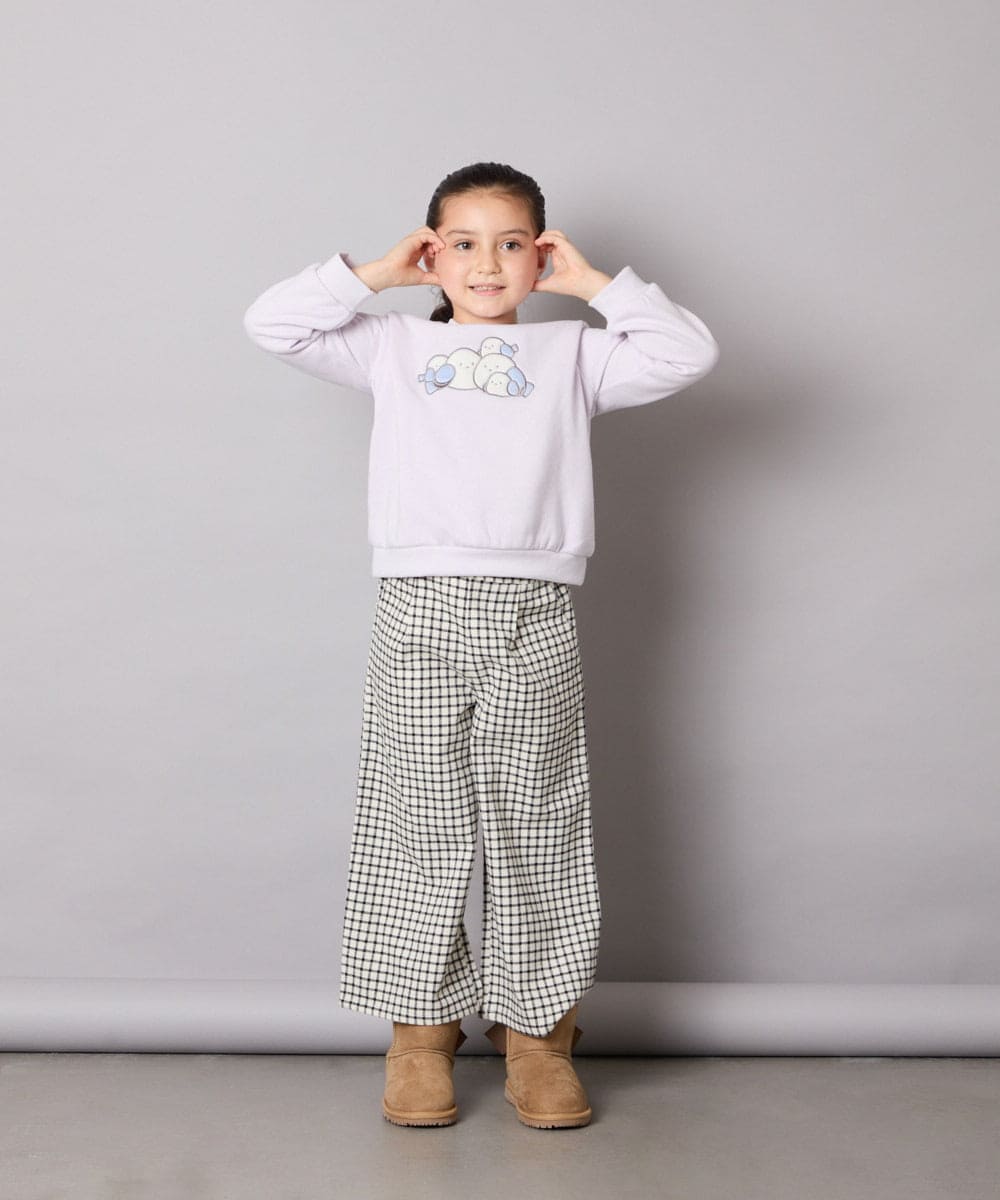 KJLAD41039 a.v.v KIDS(アー・ヴェ・ヴェ) [120-160]【定番人気！/取り外し可能サスペンダー/後ろゴムで楽ちん】サス付きチェックワイドパンツ ネイビー