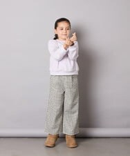 KJLAD41039 a.v.v KIDS(アー・ヴェ・ヴェ) [120-160]【定番人気！/取り外し可能サスペンダー/後ろゴムで楽ちん】サス付きチェックワイドパンツ ネイビー