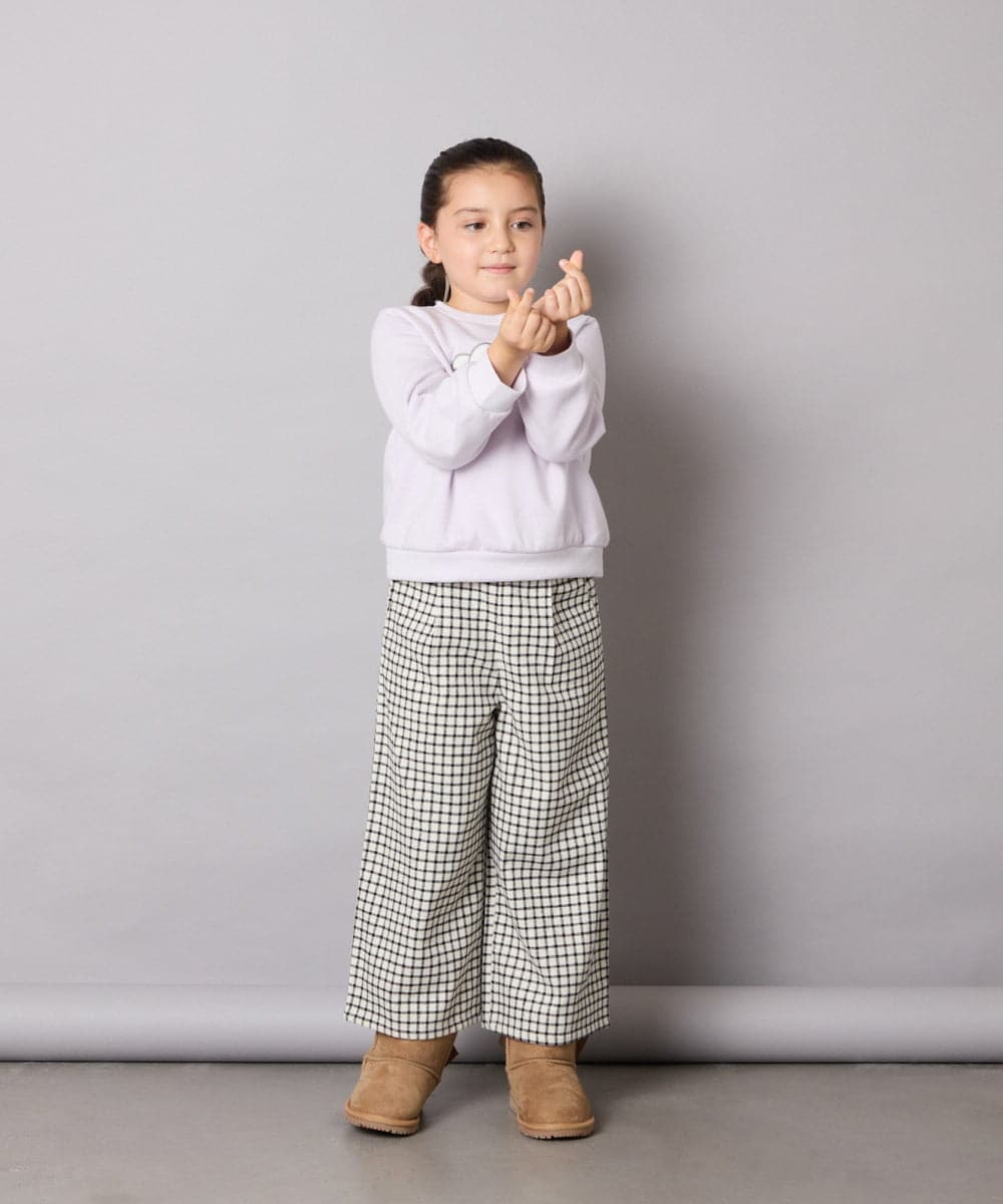 KJLAD41039 a.v.v KIDS(アー・ヴェ・ヴェ) [120-160]【定番人気！/取り外し可能サスペンダー/後ろゴムで楽ちん】サス付きチェックワイドパンツ ネイビー