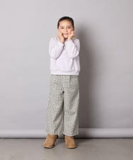KJLAD41039 a.v.v KIDS(アー・ヴェ・ヴェ) [120-160]【定番人気！/取り外し可能サスペンダー/後ろゴムで楽ちん】サス付きチェックワイドパンツ ネイビー
