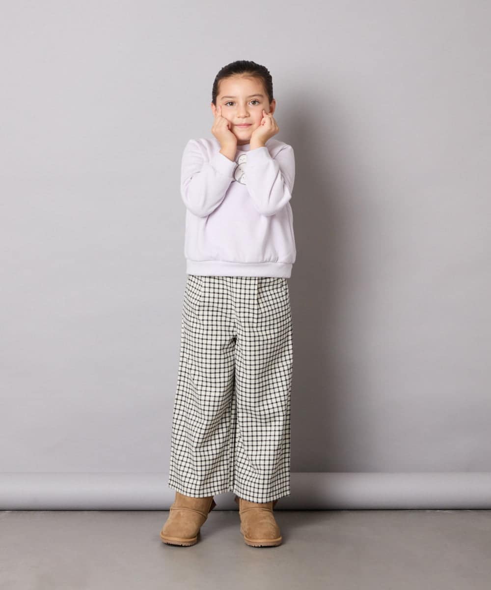 KJLAD41039 a.v.v KIDS(アー・ヴェ・ヴェ) [120-160]【定番人気！/取り外し可能サスペンダー/後ろゴムで楽ちん】サス付きチェックワイドパンツ ネイビー